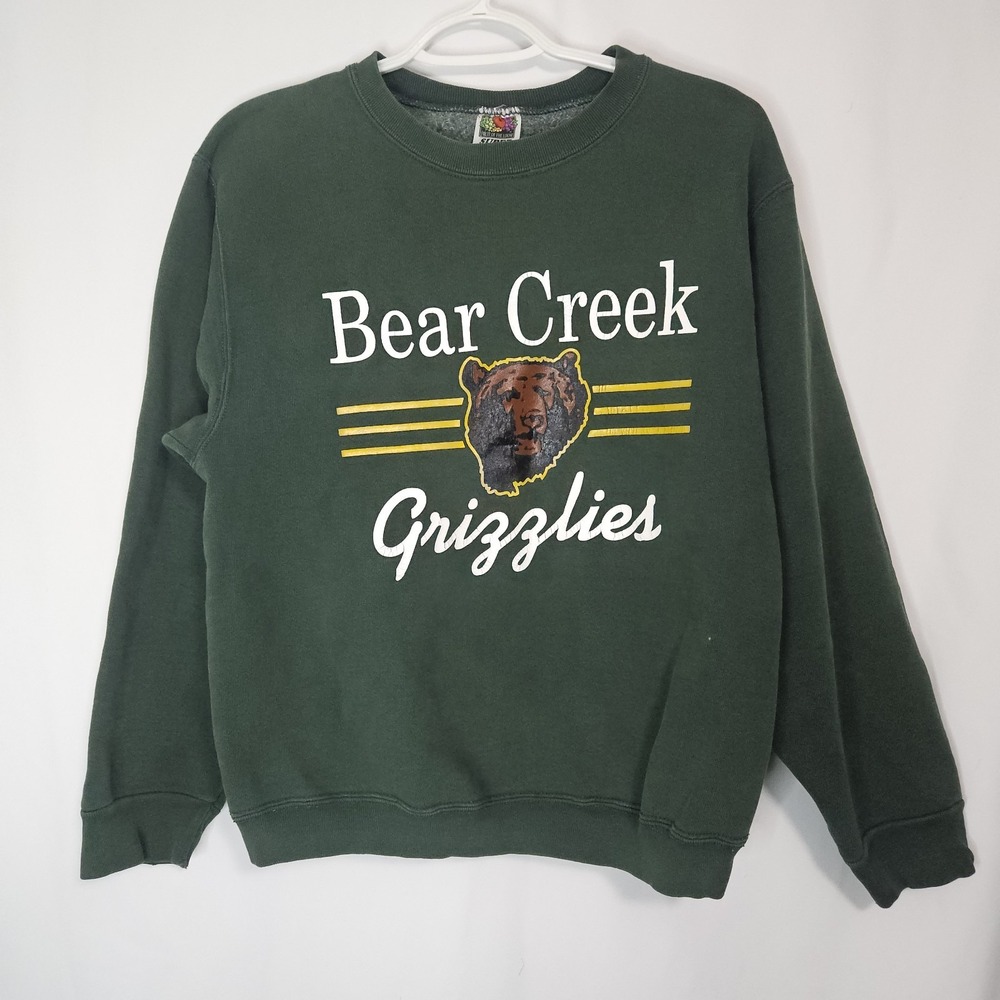 Grizzlies Sweatshirt Women S Green Bear Creek Fruit of the Loom Vintage Grunge